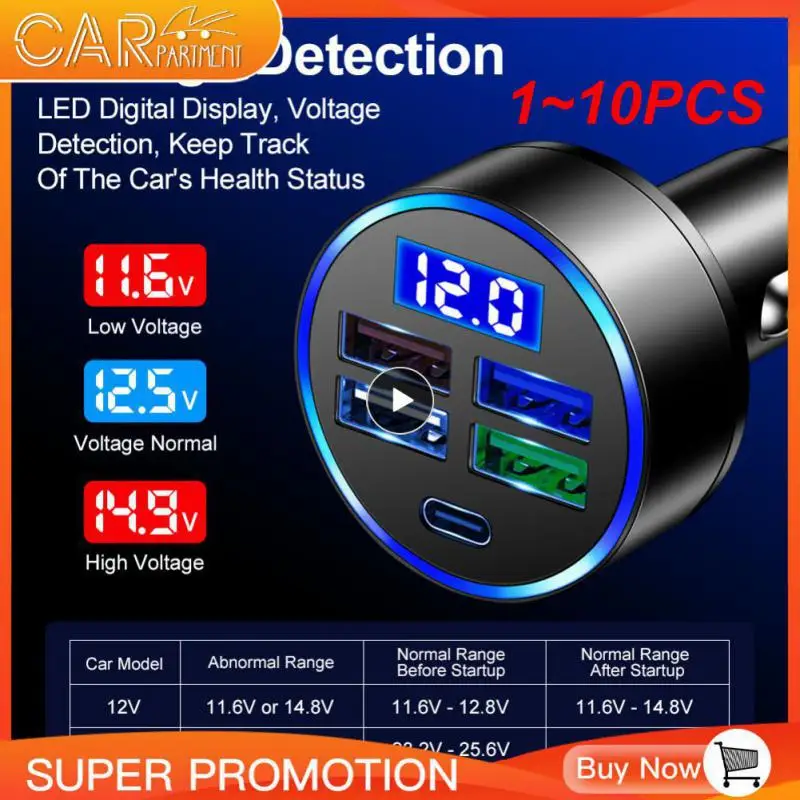 Автомобильное зарядное устройство с 5 портами USB и Type-c, 3,1 А, 12 В
Автомобильное зарядное устройство с 5 портами USB и Type-c, 3,1 А, 12 В