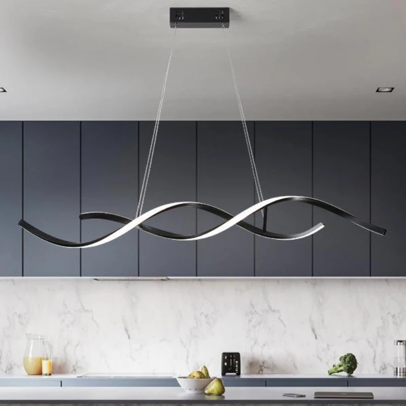 

New Modern Wavy Pendant Light LED Chandelier Indoor Home Decor Living Dining Room Kitchen Hanging Creative Ceiling Lamp Lustre