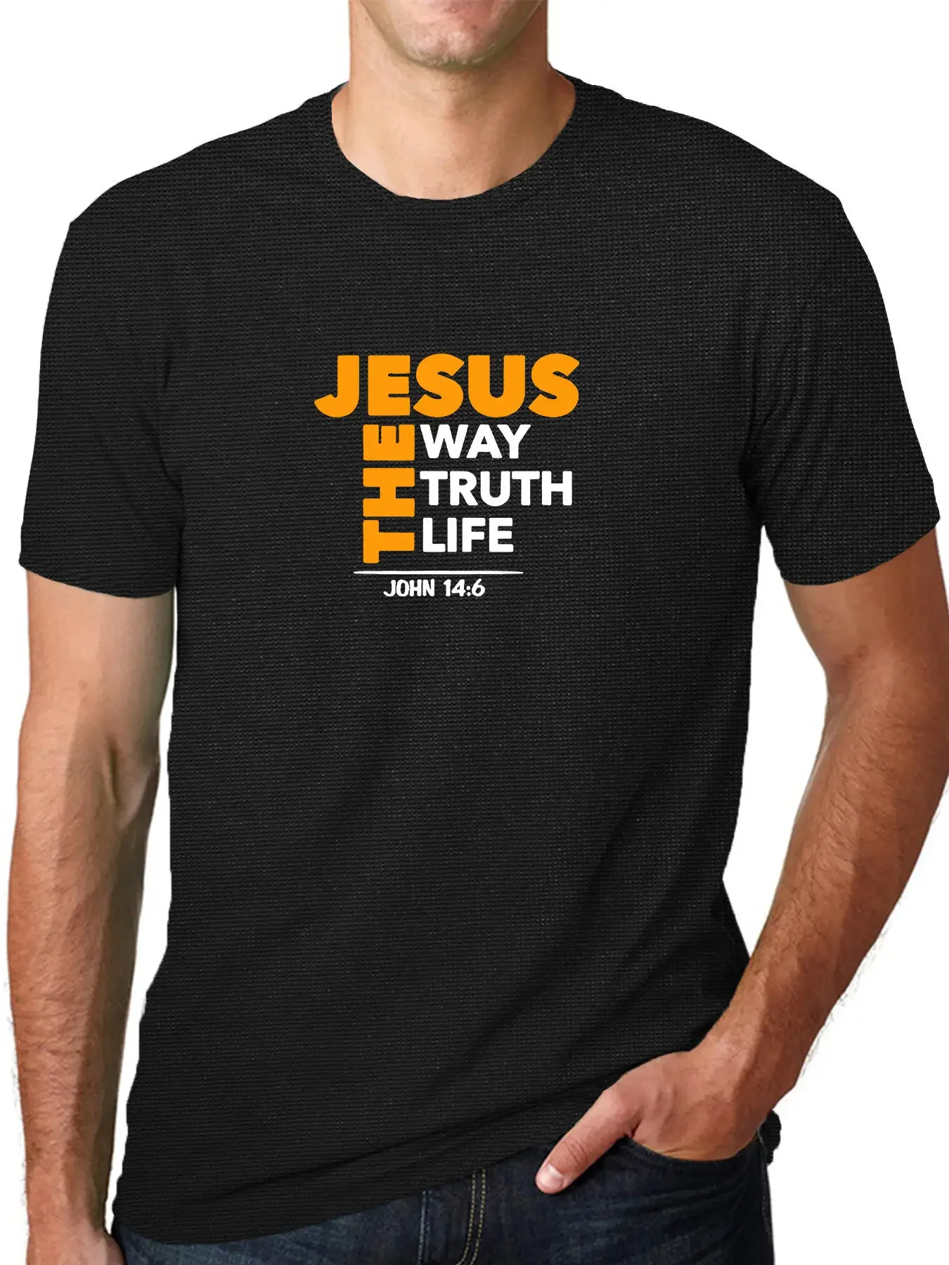 

Новинка лета 2024, Мужская футболка, футболки для мужчин, забавная Футболка с принтом «Иисус путь истины жизни», топы с короткими рукавами из чистого хлопка, уличная одежда