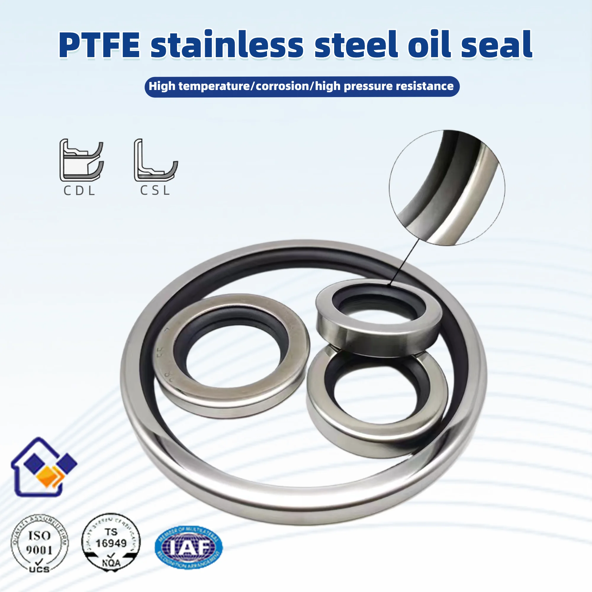 

Single lip PTFE stainless steel oil seal 51/52/53/54/55/57/58*65/66/70/72/75/78/80/85*7/8/10/12mm screw air compressor seal