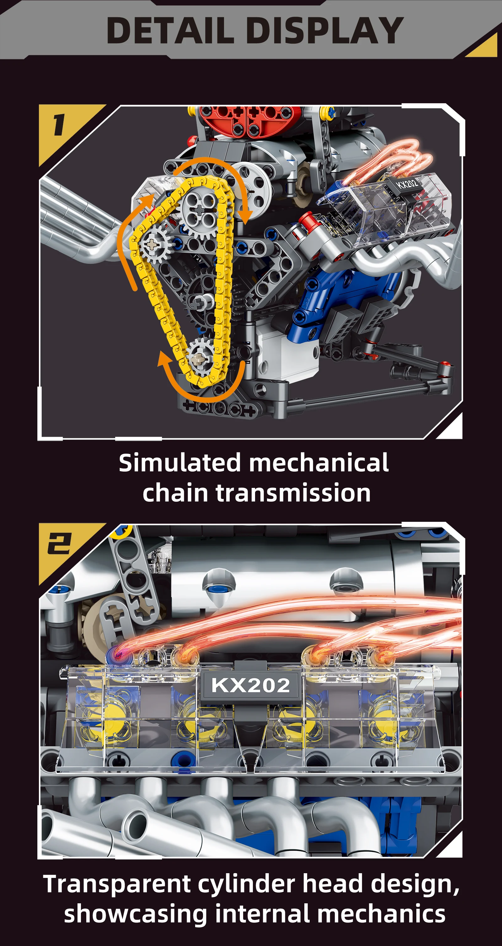 K96202 Racing car V8 engine 665PCS educational building block toy model assembly children and adult educational toys K96202 Racing car V8 engine 665PCS educational building block toy model assembly children and adult educational toys