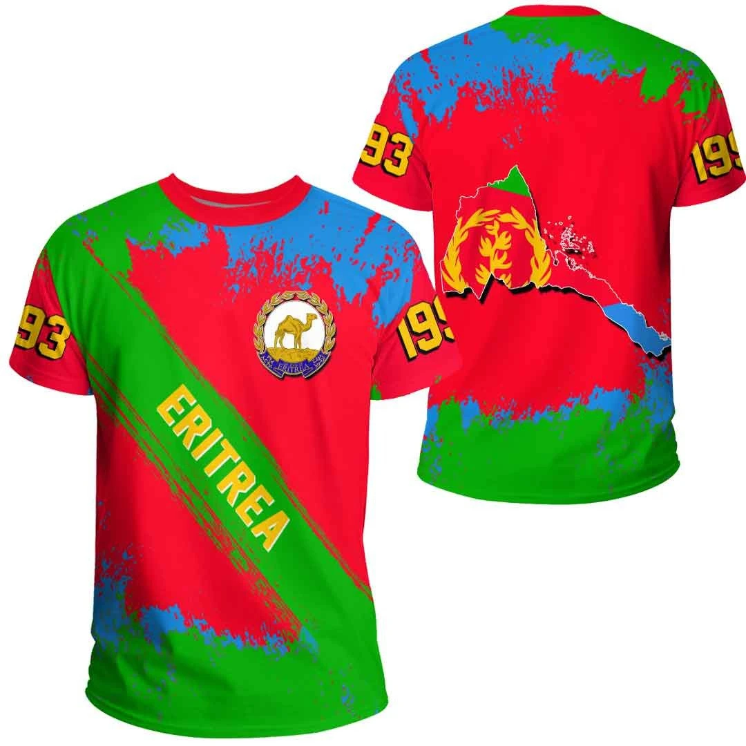 

Africa Country Eritrea Map Flag 3D Printed T Shirt For Men Clothes National Emblem Dromedary T-Shirt Sport Boy Jersey Kids Tee