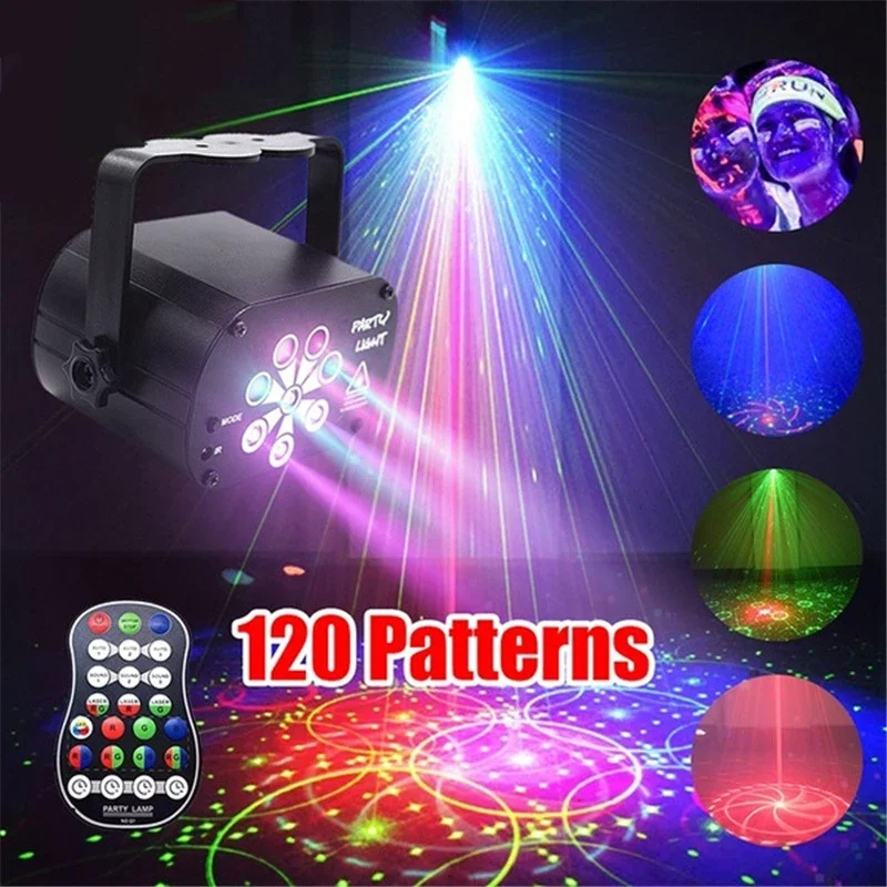 Laser Projector Light RGB DJ LED Stage Light Effect UV Lamp Rechargeable 120 Patterns Party Projection Light for Christmas Disco
Laser Projector Light RGB DJ LED Stage Light Effect UV Lamp Rechargeable 120 Patterns Party Projection Light for Christmas Disco