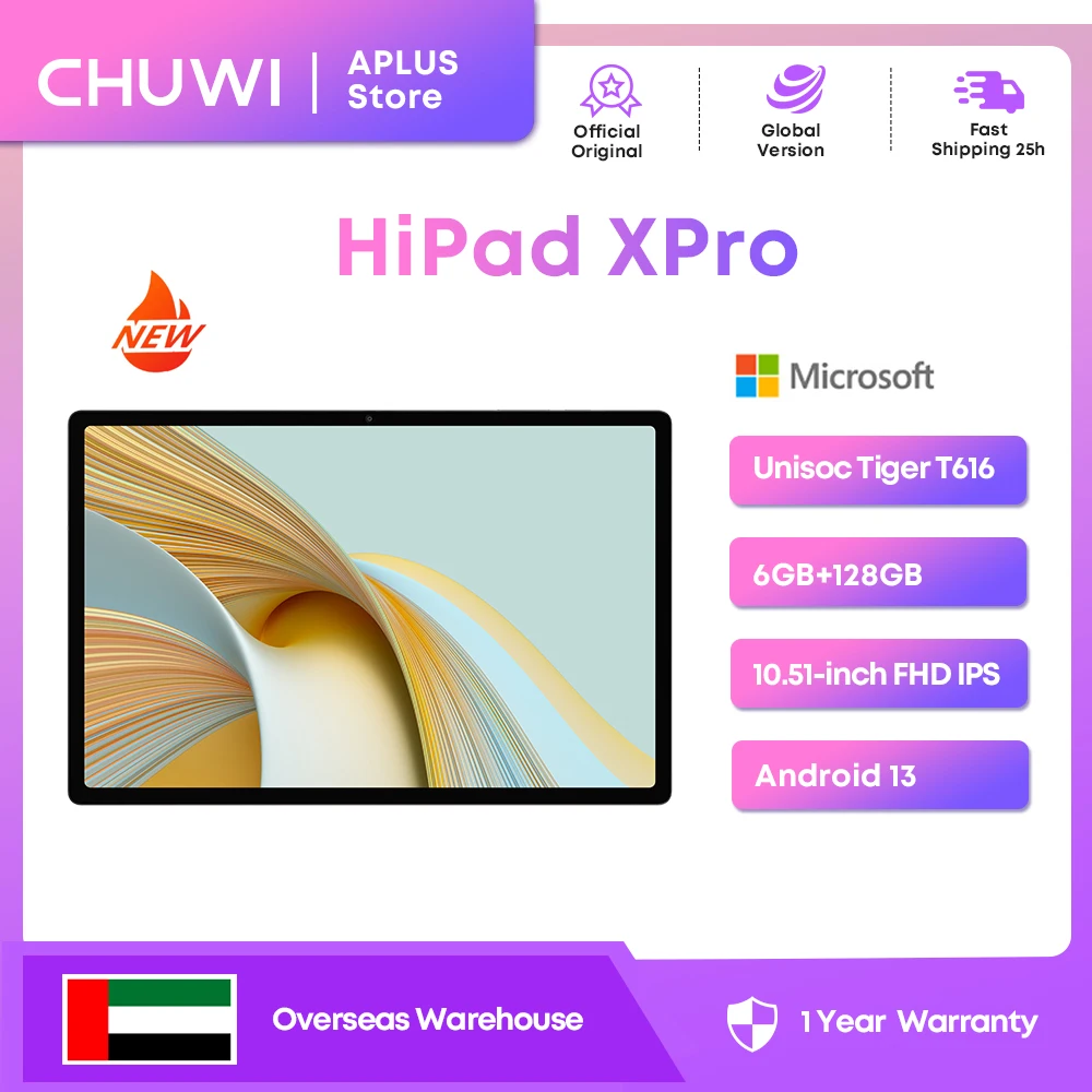 

CHUWI HiPad XPro Tablet 10.51'' FHD IPS Display 6GB RAM 128GB ROM Unisoc T616 Qcta Core 13MP+5MP Camera Android 12 Pad 7000 Mah