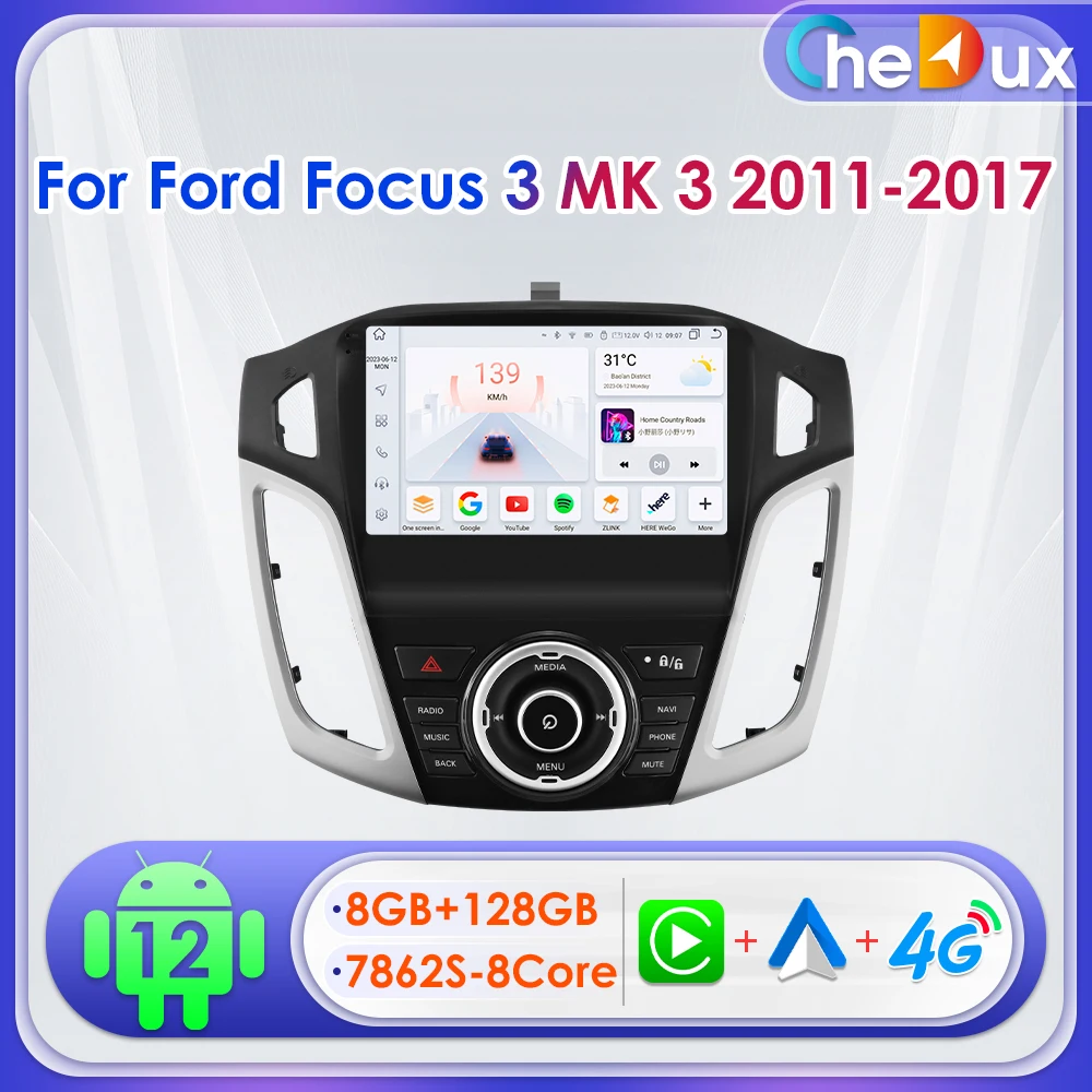 

Chedux 9inch 2Din Android 12 Car Radio for Ford Focus 3 Mk3 2011- 2017 UI7862 Multimedia GPS RDS DSP BT 4G SWC CarPlay