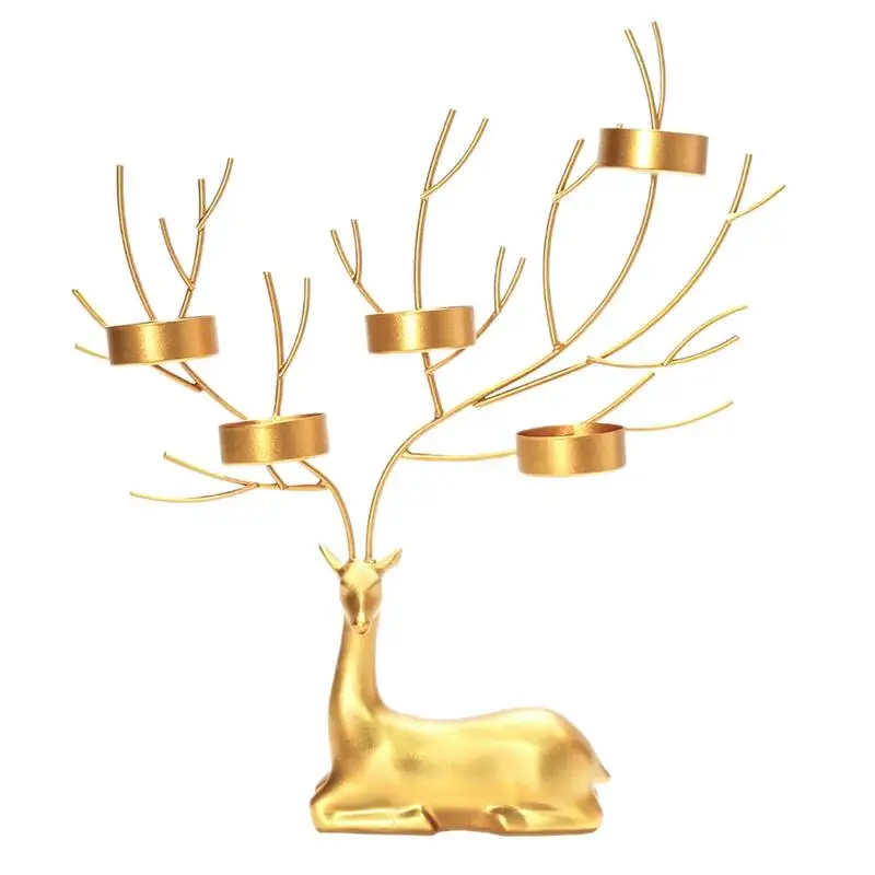 

Подсвечник для свечи в виде оленя, животного, маленький декоративный домашний декор, Золотой олень, камин