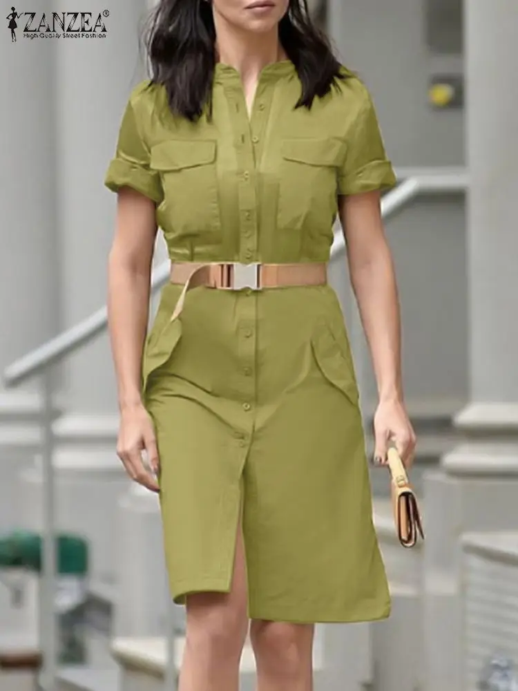 ZANZEA Summer Fashion Short Sleeve Midi Dress Women Elegant Work Sundress Casual Solid Buttons Down Vestidos Knee Length Robe
ZANZEA Summer Fashion Short Sleeve Midi Dress Women Elegant Work Sundress Casual Solid Buttons Down Vestidos Knee Length Robe