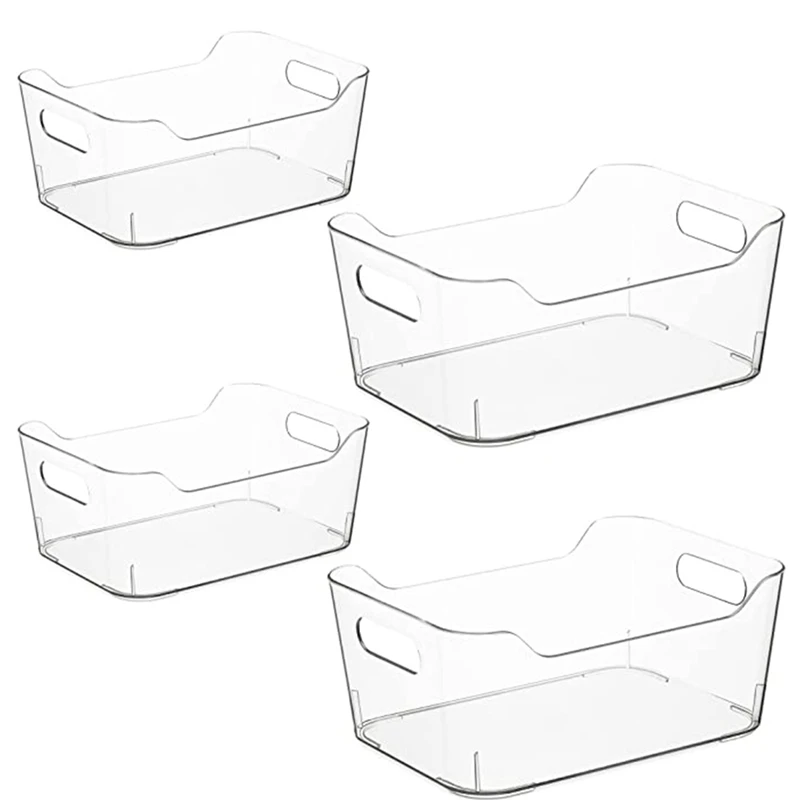 

Set Of Fridge Organisers - 4 Clear Storage Organiser Drawers Containers Boxes For Kitchen Fridge Pantry Cupboard