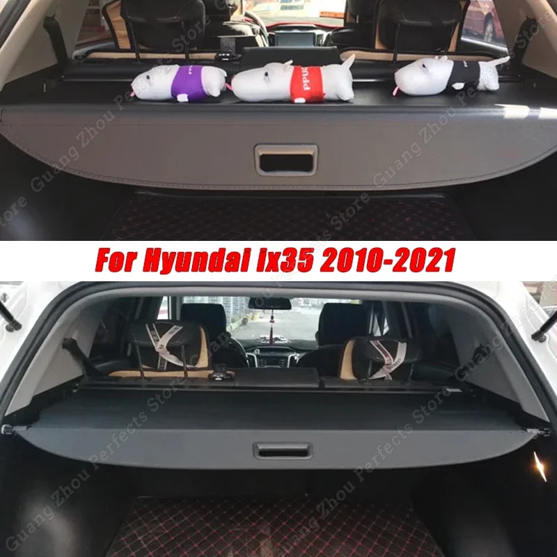 

Rear Trunk Cargo Cover For Hyundai ix35 2010-2021 PU Leather Retractable Luggage Carrier Security Partition Shield Accessories