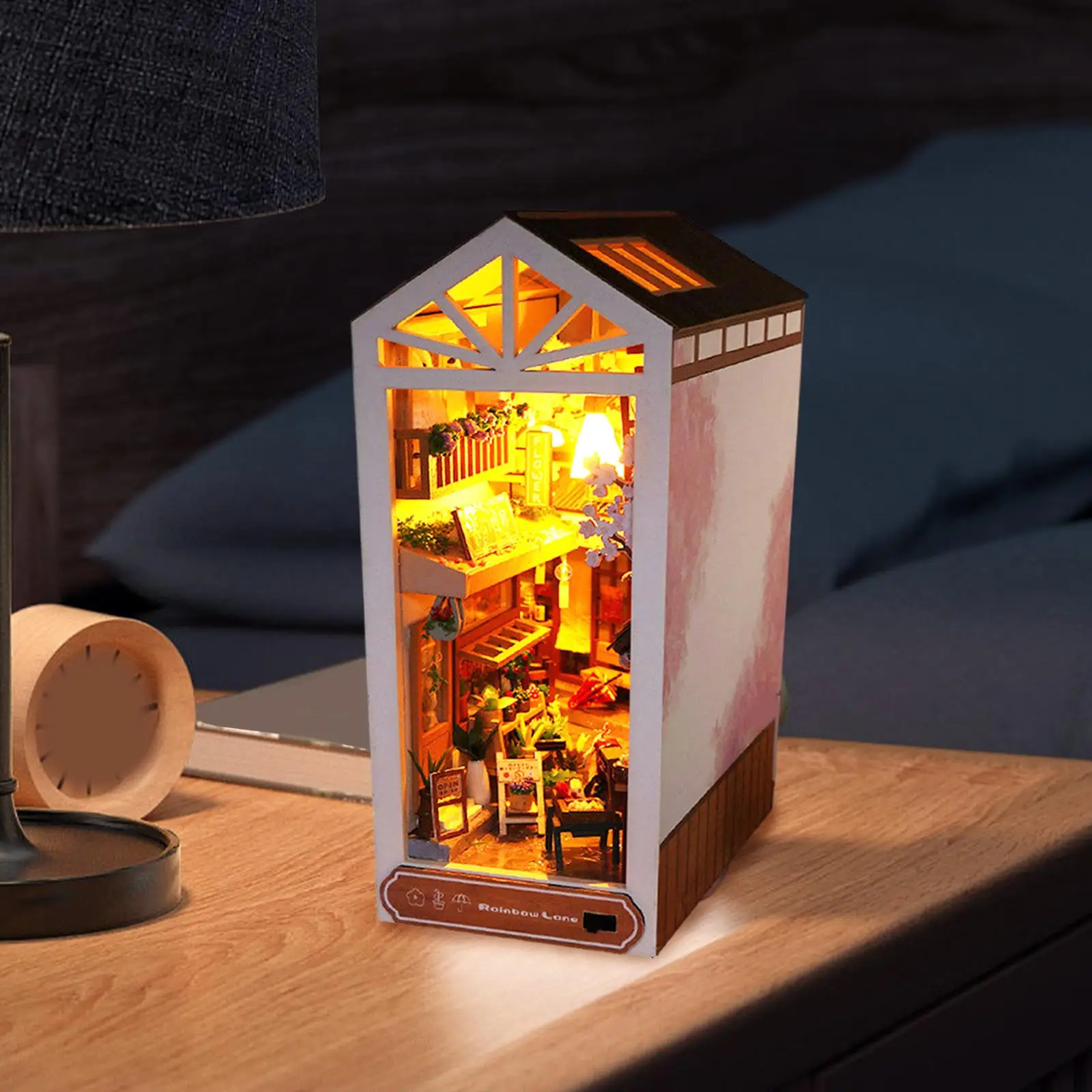 

Dollhouse Wood Bookends Building Kits Diorama Decor Bookcase Bookshelf Insert for Kids Children Adults Birthdays Gift Teens