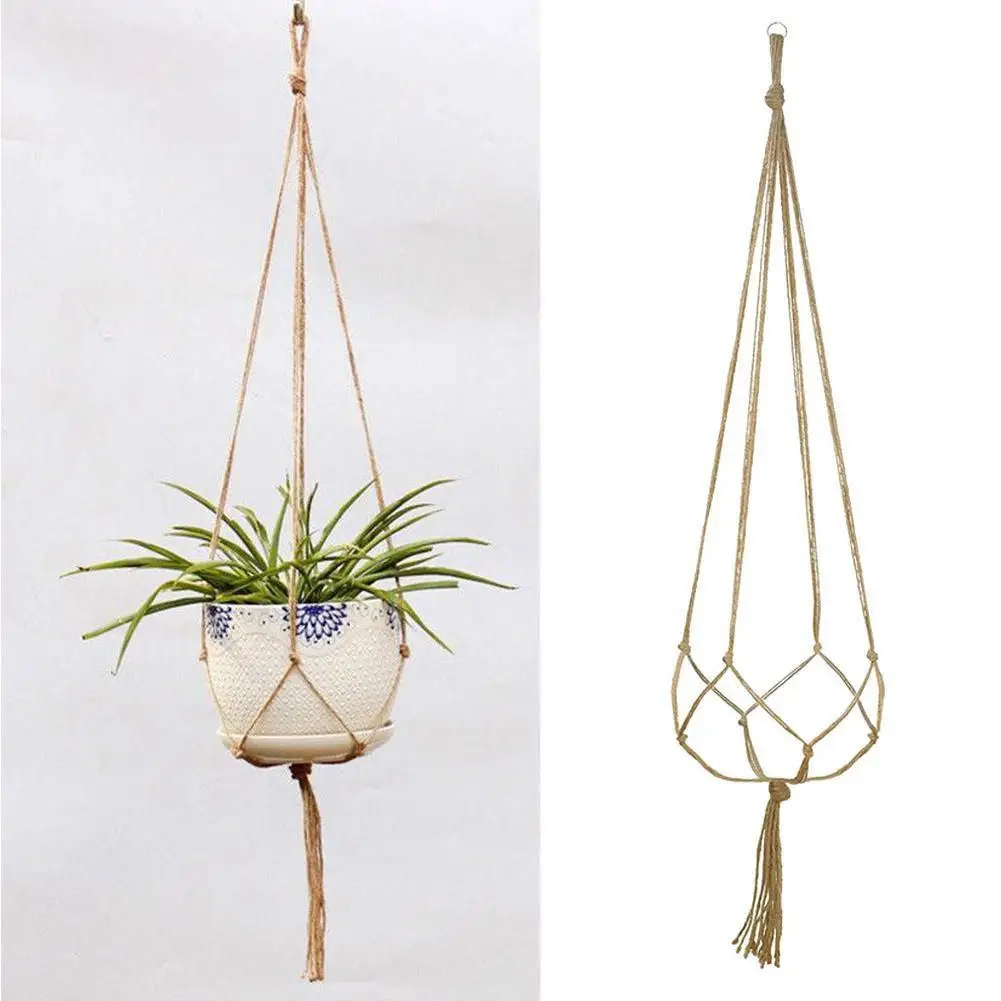 Natural Flax Macrame Plant Hanger - 35" Boho Garden Basket 9 Sc078aa248e7d42289ddcccfc64172a9f3