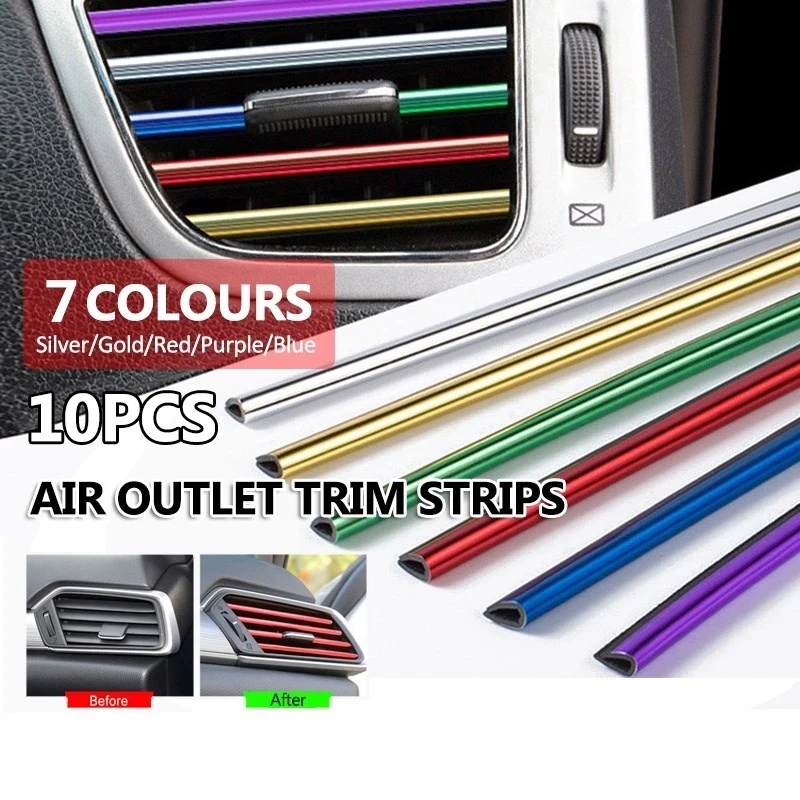 

10PCS 20cm Car Air Conditioner Outlet Decorative U Shape Moulding Trim Decor Strips Car Styling Car Door Edge Corner Protector