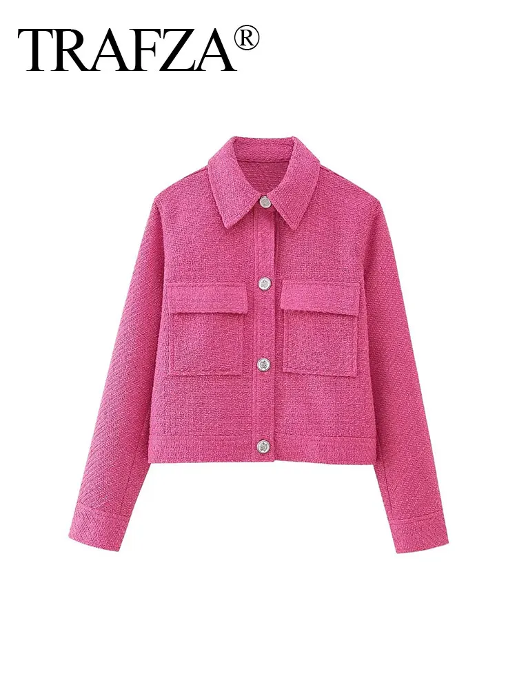 TRAFZA Autumn Fashion Wrist Sleeve Pockets Button Loose Women's Cropped Top Coat Popular Pink Women's Cropped Blazer Y2K
TRAFZA Autumn Fashion Wrist Sleeve Pockets Button Loose Women's Cropped Top Coat Popular Pink Women's Cropped Blazer Y2K