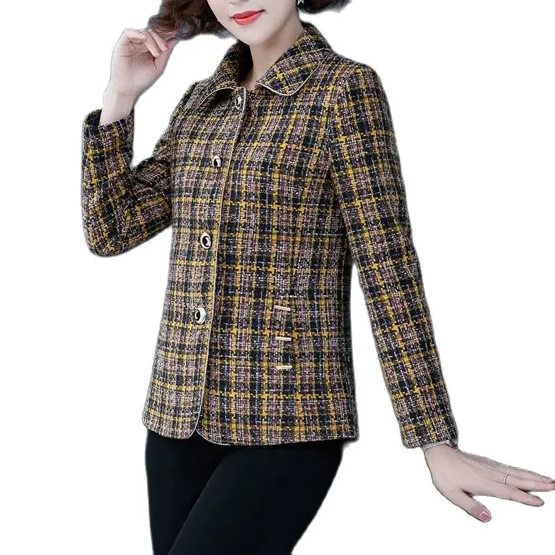 

Tweed Mother Spring Autumn 2023 New Ladies Jacket Fashion Jackets Noble Temperament Middle-Aged Women's Coat Single-Breasted Top