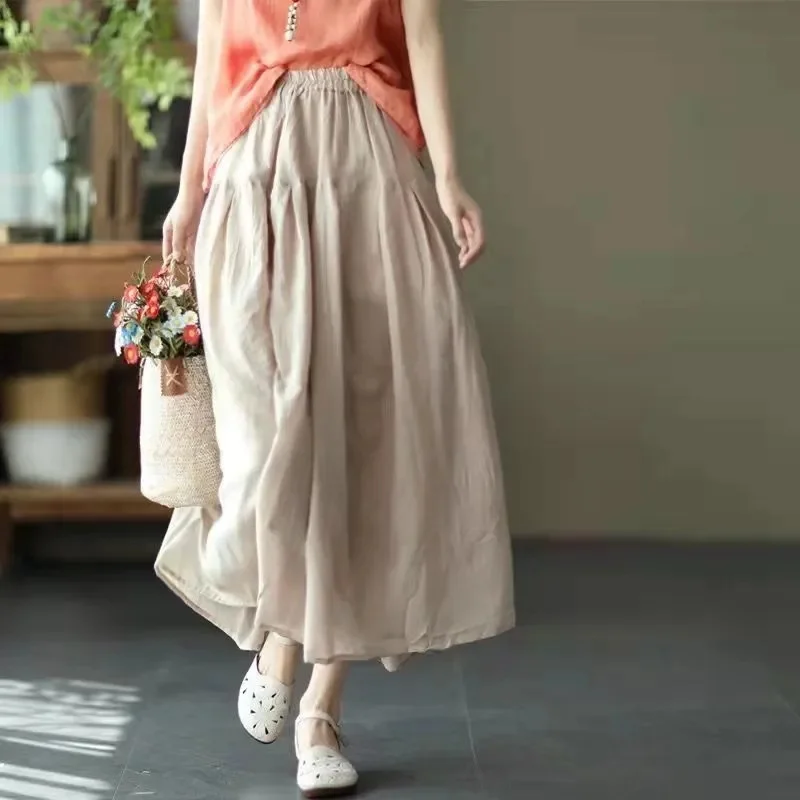 Spring And Summer 2023 New Relaxed Leisure Double-Layer Cotton And Linen Skirt Ladies Big Swing Skirt Solid Color Elegant Long S
Spring And Summer 2023 New Relaxed Leisure Double-Layer Cotton And Linen Skirt Ladies Big Swing Skirt Solid Color Elegant Long S