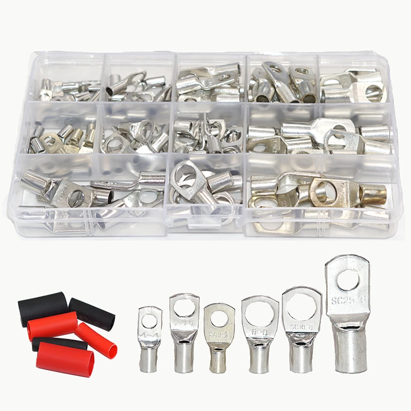 100pcs Copper Lug Ring Car Battery Terminals Wire Crimp Connector With Dual Wall Adhesive Lined Red Black Heat Shrink Tubing set
100pcs Copper Lug Ring Car Battery Terminals Wire Crimp Connector With Dual Wall Adhesive Lined Red Black Heat Shrink Tubing set