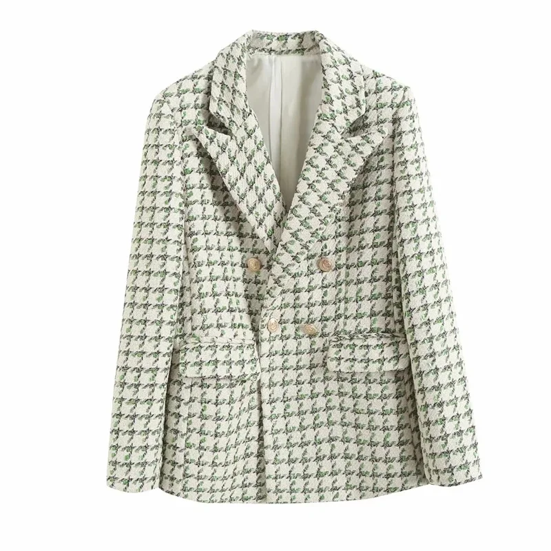 Woman Casual Green Plaid Textured Blazer 2023 Spring Chic Female Warm Double Breasted Blazers Ladies Chic Event Long Blazers
Woman Casual Green Plaid Textured Blazer 2023 Spring Chic Female Warm Double Breasted Blazers Ladies Chic Event Long Blazers