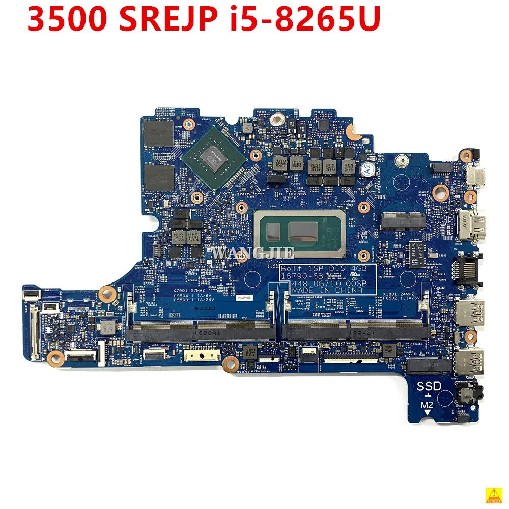 

Used For DELL 3500 Laptop Motherboard SREJP i5-8265U 0G70108 18790-SB 448.0G710.00SB 100% Fully Tested