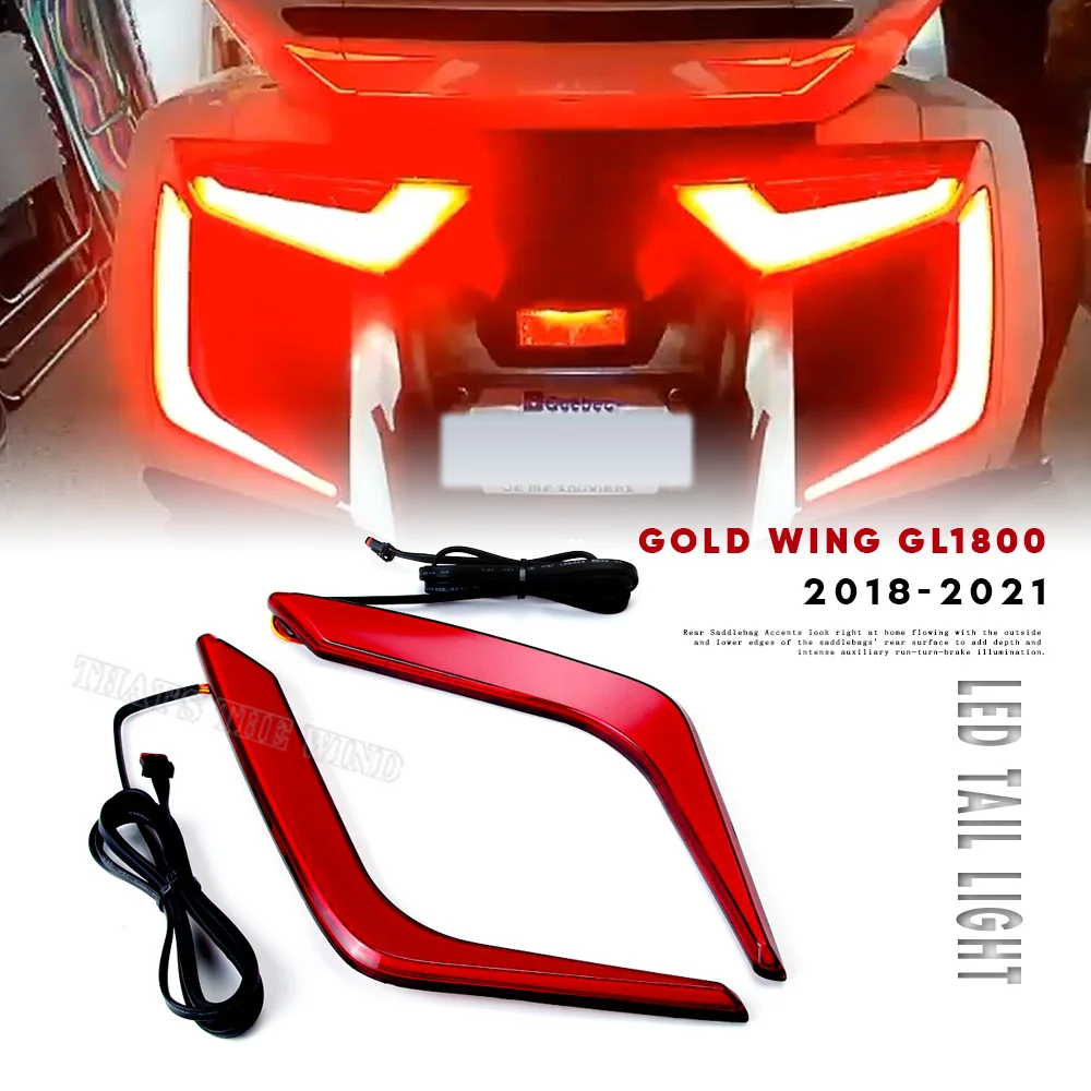 

2018 2019 2020 2021 New Red For Honda GL1800 GL 1800 Gold Wing Goldwing Omni LED Rear Saddlebag Accents F6B