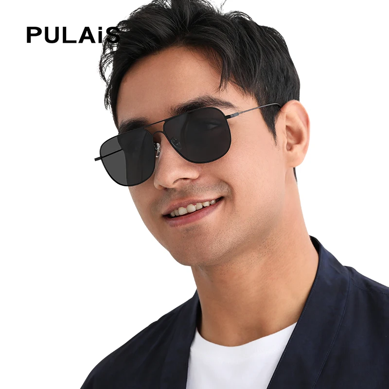 

PULAIS Luxury Aviator Sunglasses Men Polarized Italy Imported Pure Titanium Ultralight Men's Driving Mirror Fashion Sun Glasses