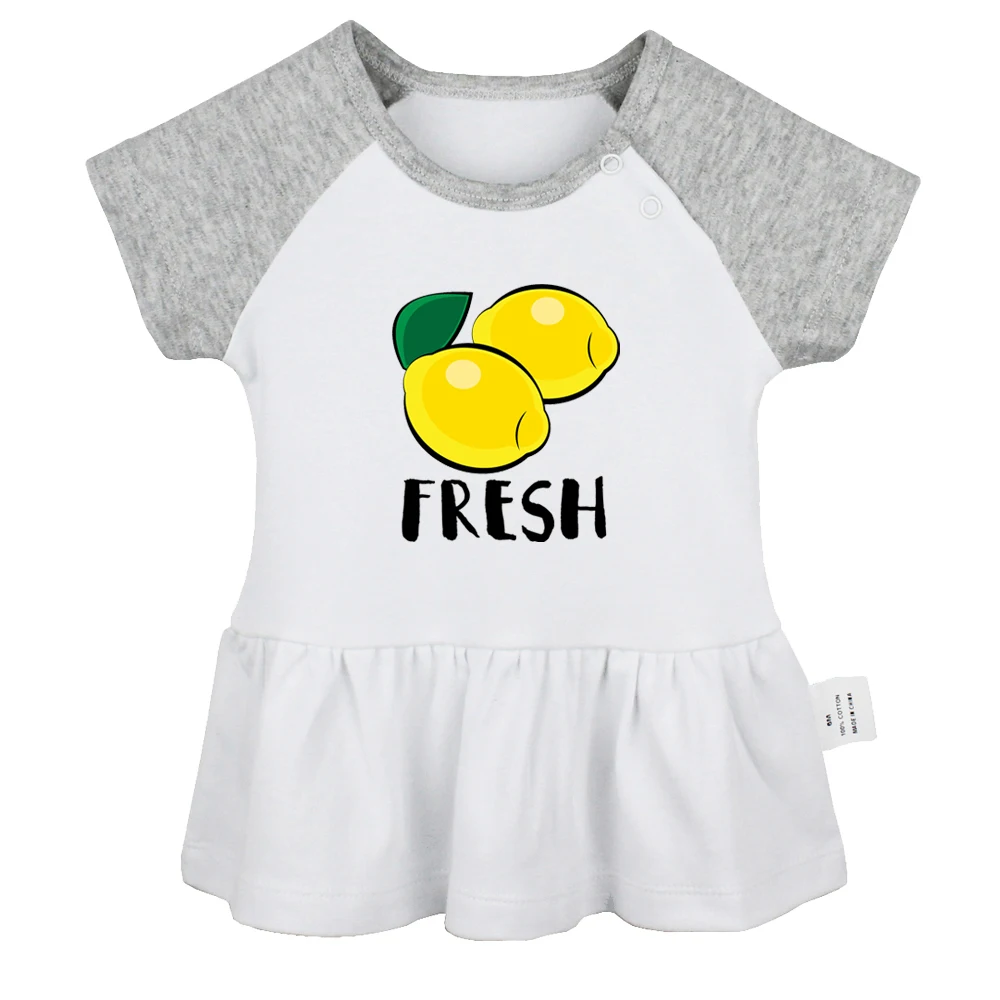 

iDzn New Lemon Fresh, Lemonade Fun Printed Graphic Baby Girls Cute Short Sleeves Pleated Dresses 0-24M Kids Baby Summer Clothing