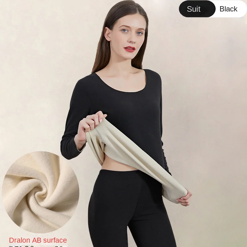 Women Seamless Thermal Underwear Double-sided Fleece Lingerie Set Long Sleeve Top Pants Leggings Solid Two Piece Warm Suit
Women Seamless Thermal Underwear Double-sided Fleece Lingerie Set Long Sleeve Top Pants Leggings Solid Two Piece Warm Suit