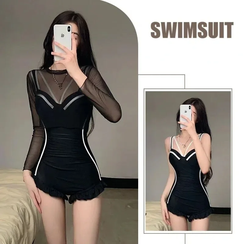 

2023 New Korean Style Bathing Suit Female Bikini Set Women One-Piece Swimsuit Sexy Soild Swim Skirt Summer Beach Wear Bodysuit