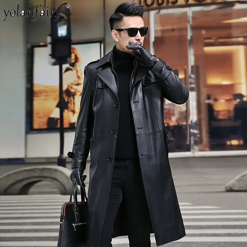 Autumn Winter Jacket Men Genuine Leather Windbreaker Oversized Long Leather Coat Men's Natural Sheepskin Coats Tops Chaquetas FC 
Autumn Winter Jacket Men Genuine Leather Windbreaker Oversized Long Leather Coat Men's Natural Sheepskin Coats Tops Chaquetas FC