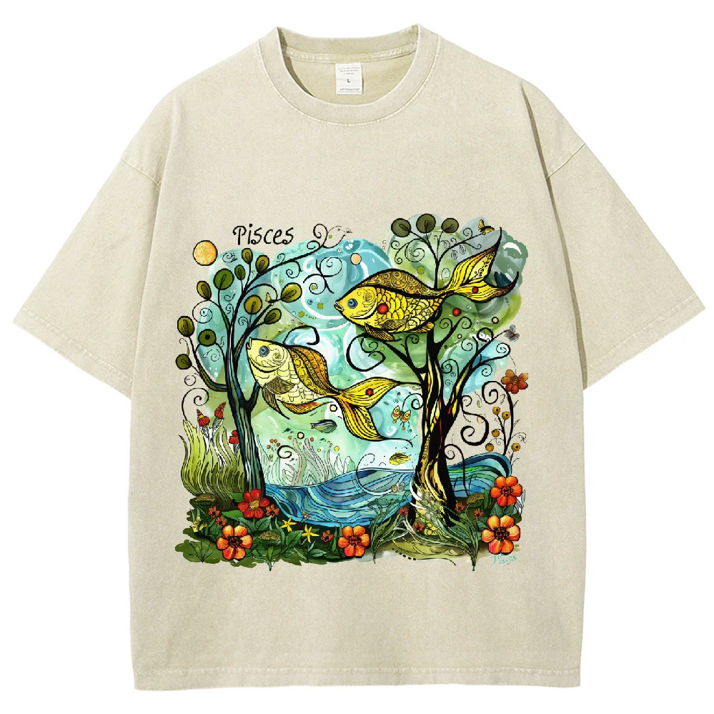 Y2K Washed Tshirt, Cartoon Constellation Series Pisces Tshirt Unisex Oversized Streetwear Vintage Plus Size Washed Short Tshirt
Y2K Washed Tshirt, Cartoon Constellation Series Pisces Tshirt Unisex Oversized Streetwear Vintage Plus Size Washed Short Tshirt