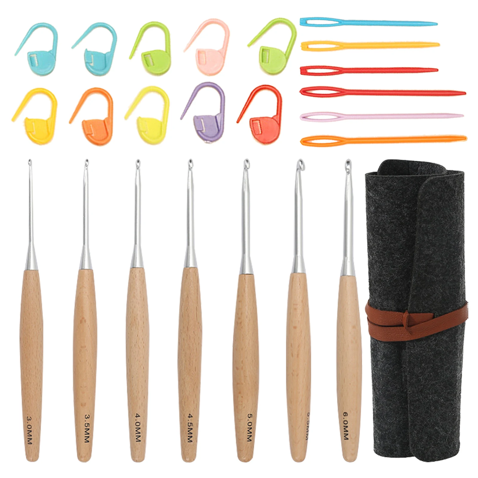 24 шт./набор, алюминиевые эргономичные шарфы с деревянной ручкой, 3-6 мм 
24 шт./набор, алюминиевые эргономичные шарфы с деревянной ручкой, 3-6 мм