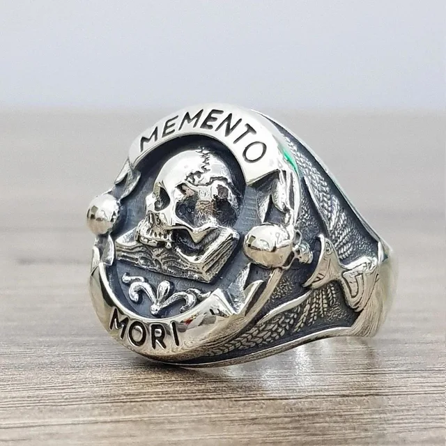 Bague Seton Goth Vintage pour hommes et femmes, Domic Memento, Mori Carpe Diem, Lettre, Crâne, Punk, Modules de Noël, Bijoux, Mode, Y2K 2