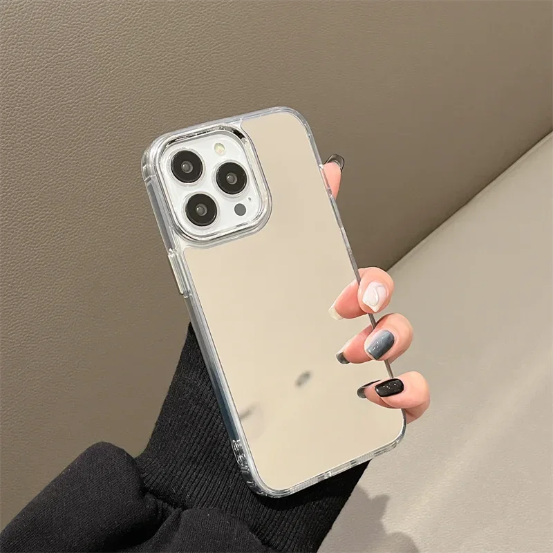 

Luxury Plating Make Up Mirror Phone Case For iPhone 15 11 12 13 14 Pro Max Hard Acrylic Shockproof Cover