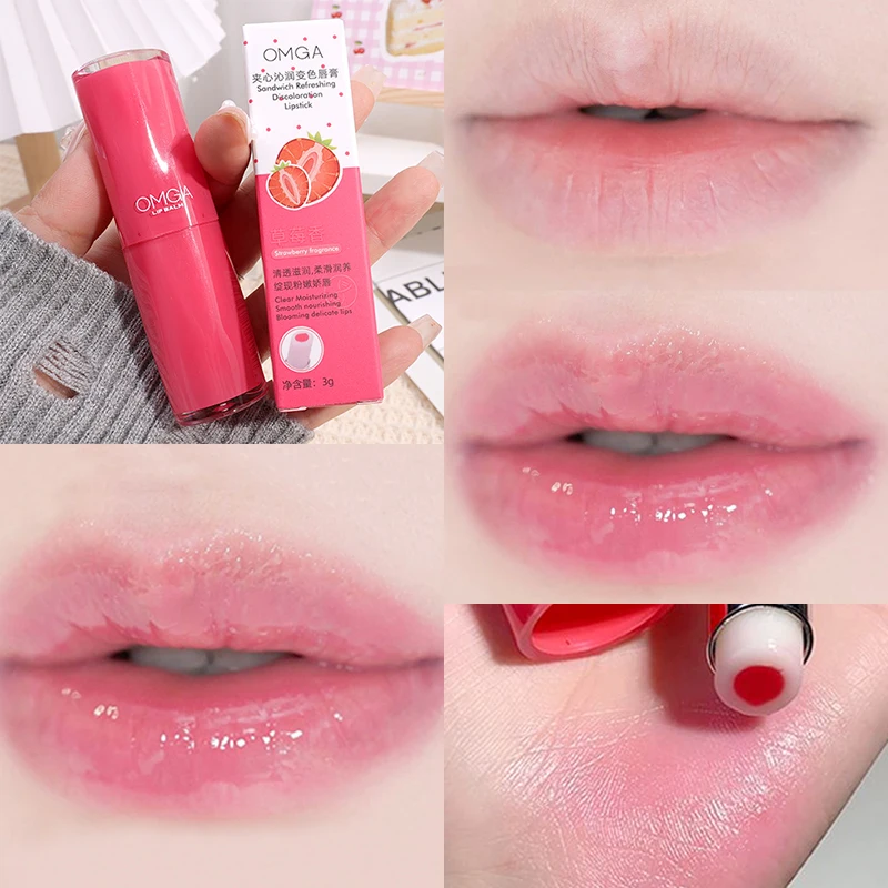 

1PC Fruity Color-changing Lip Balm Not Greasy Natural Moisturizing Anti-cracked Reduce Lip Lines Jelly Lipstick Makeup Cosmetics