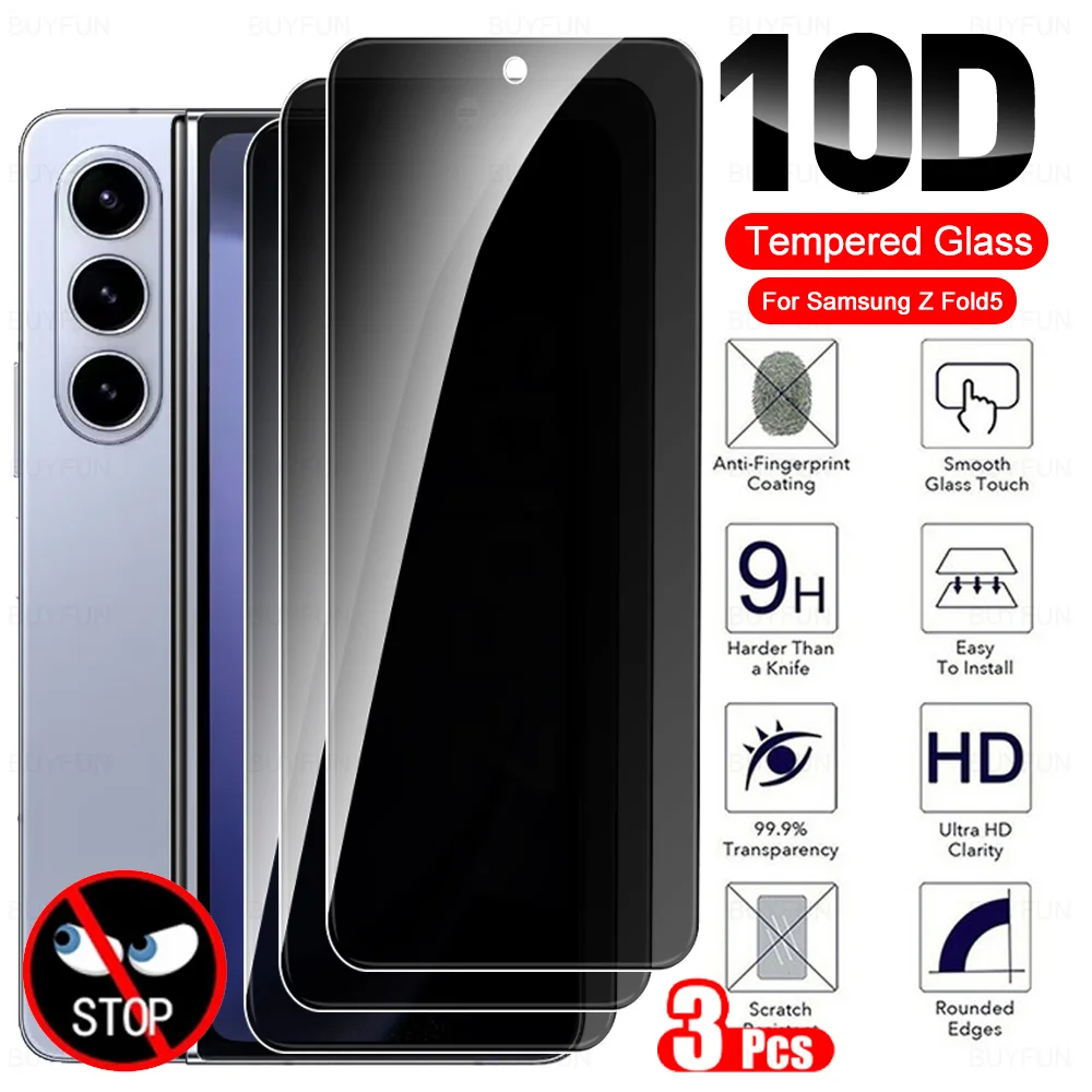 

3Pcs Privacy Glass For Samsung Galaxy Z Fold5 5G Screen Protector Tempered Glass Cover SamsungZFold5 Galax ZFold5 ZFold 5 Fold 5