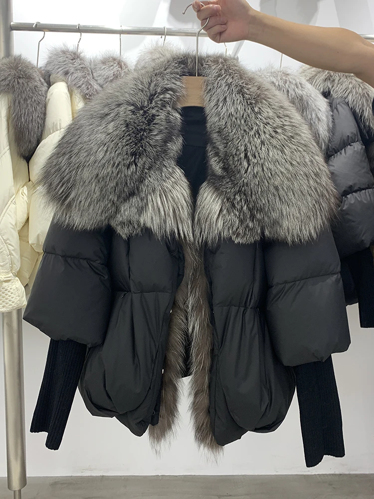 

MENINA BONITA 2022 Fashion 90% Goose Down Jacket Winter Women Warm Coat Oversized Real Fox Fur Collar Thick Luxury Outerwear New