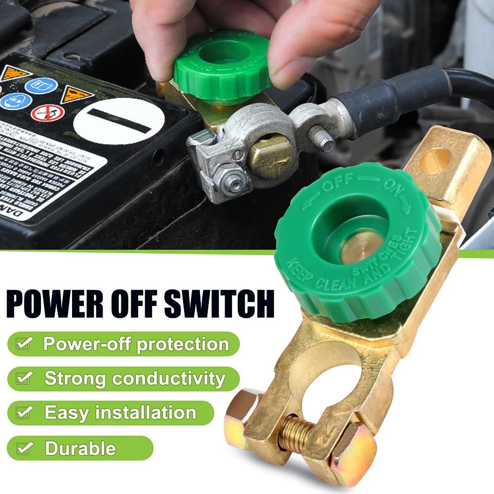 

Universal Car Battery Switch Battery Terminal Link Switch Quick Cut-off Disconnect Protector RV Car Battery Power-off Switch