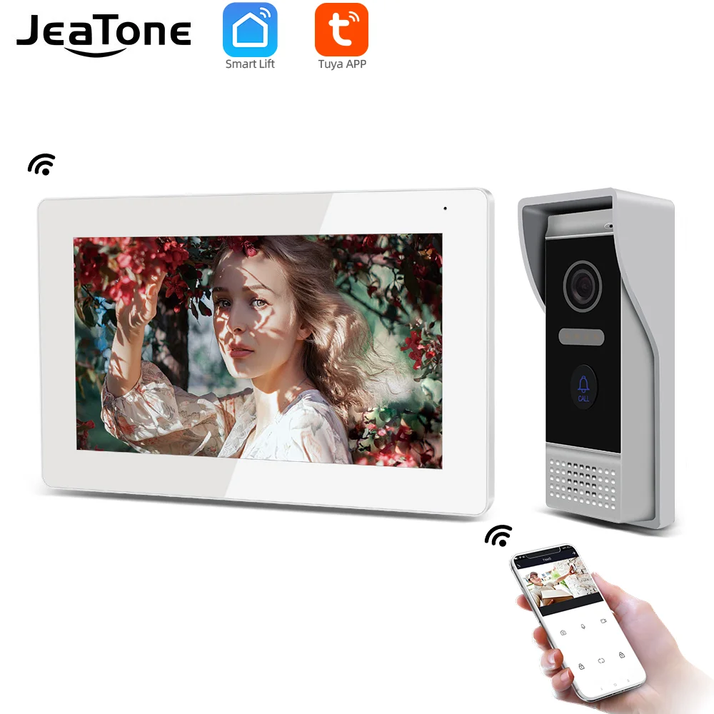 

Jeatone 7'' WiFi Tuya IP Video Door Phone Intercom Video Doorbell Villa Apartment Access Control System with Motion Detection