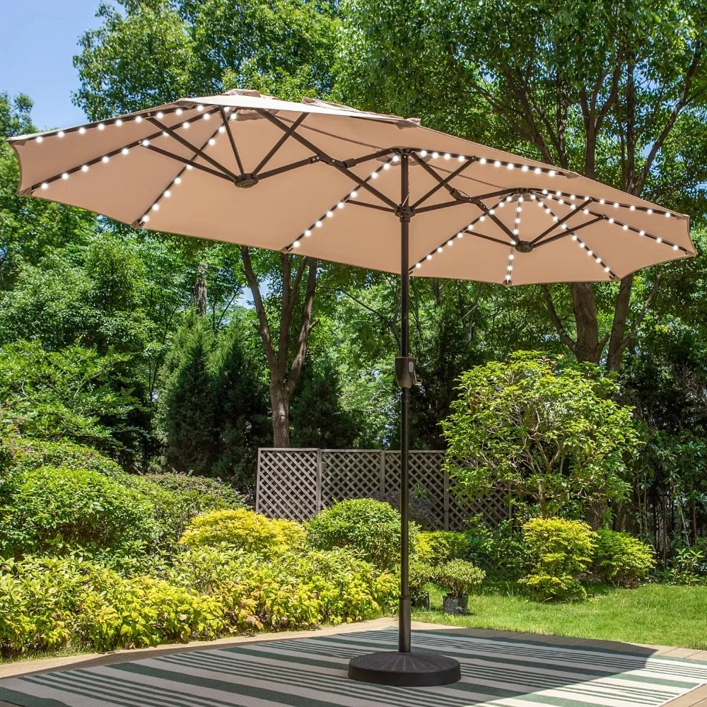 13ft Large Patio Umbrella with Solar Lights, Double-Sided Outdoor Market Rectangle Umbrella with 120 PCS LED Light
13ft Large Patio Umbrella with Solar Lights, Double-Sided Outdoor Market Rectangle Umbrella with 120 PCS LED Light