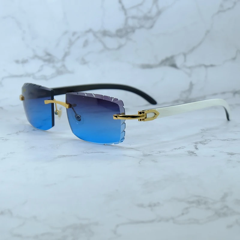 

Genuine Buffalo Horn Sun Glasses Mens Decoration Luxury Designer Carter Rimless Sunglasses Retro Stylish Shades Eyewear 012 Gold