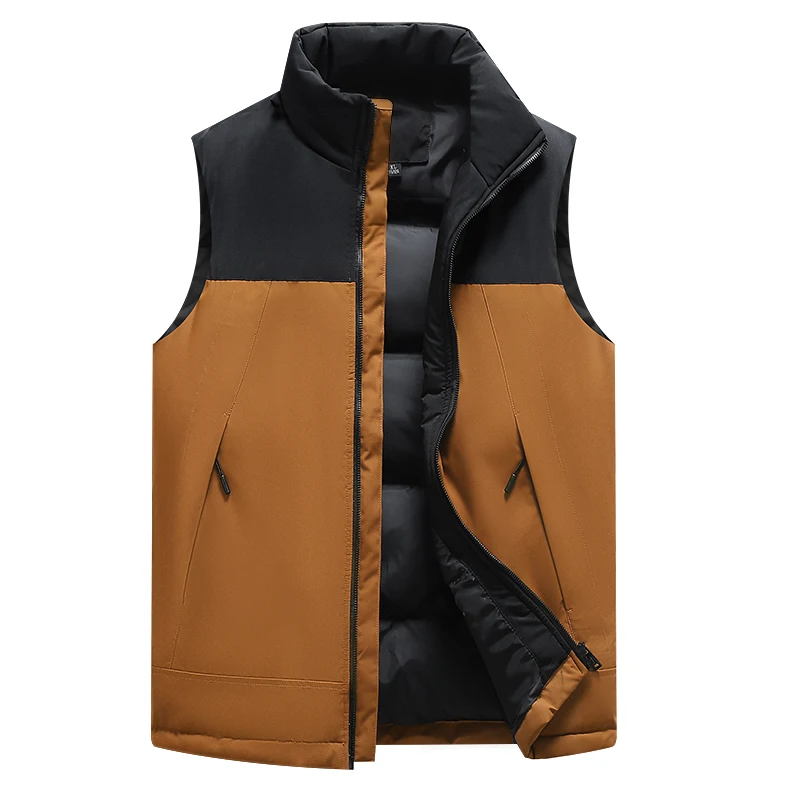 

Autumn Winter Men's Turtleneck Solid Zippered Pocket Sleeveless Cardigan Vest Coats Fashion Office Lady Casual Loose Tops