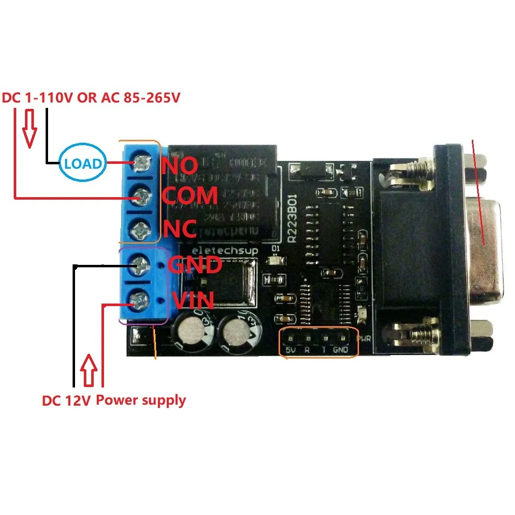 

1 Channel DB9 Serial Port Time Delay Relay R223B01 DC 12V RS232 UART Multi-function Remote Control Switch Relay Board