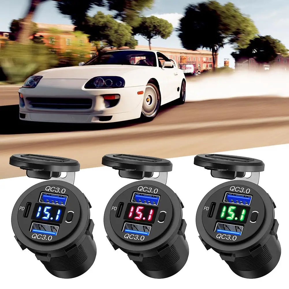 60W PD Dual QC 3.0 USB Charger With Digital Voltmeter Waterproof Outlet Truck Adapter 12V 24V Motorcycle Switch Power Car S O2U8
60W PD Dual QC 3.0 USB Charger With Digital Voltmeter Waterproof Outlet Truck Adapter 12V 24V Motorcycle Switch Power Car S O2U8