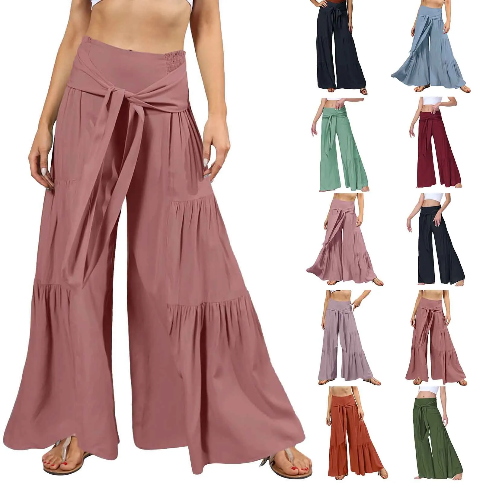 Women Wide Leg Casual Pants High Waisted Elastic Waist Solid Color Yoga Pants Fashion Boho Beach Plus Size Loose Palazzo Pants
Women Wide Leg Casual Pants High Waisted Elastic Waist Solid Color Yoga Pants Fashion Boho Beach Plus Size Loose Palazzo Pants