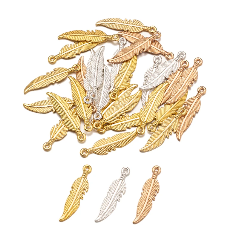 

50/100pcs Metal Feathers Leaves Pendant Charms For DIY Handmade Earrings Necklace Bracelet Jewelry Making Accessories Findings