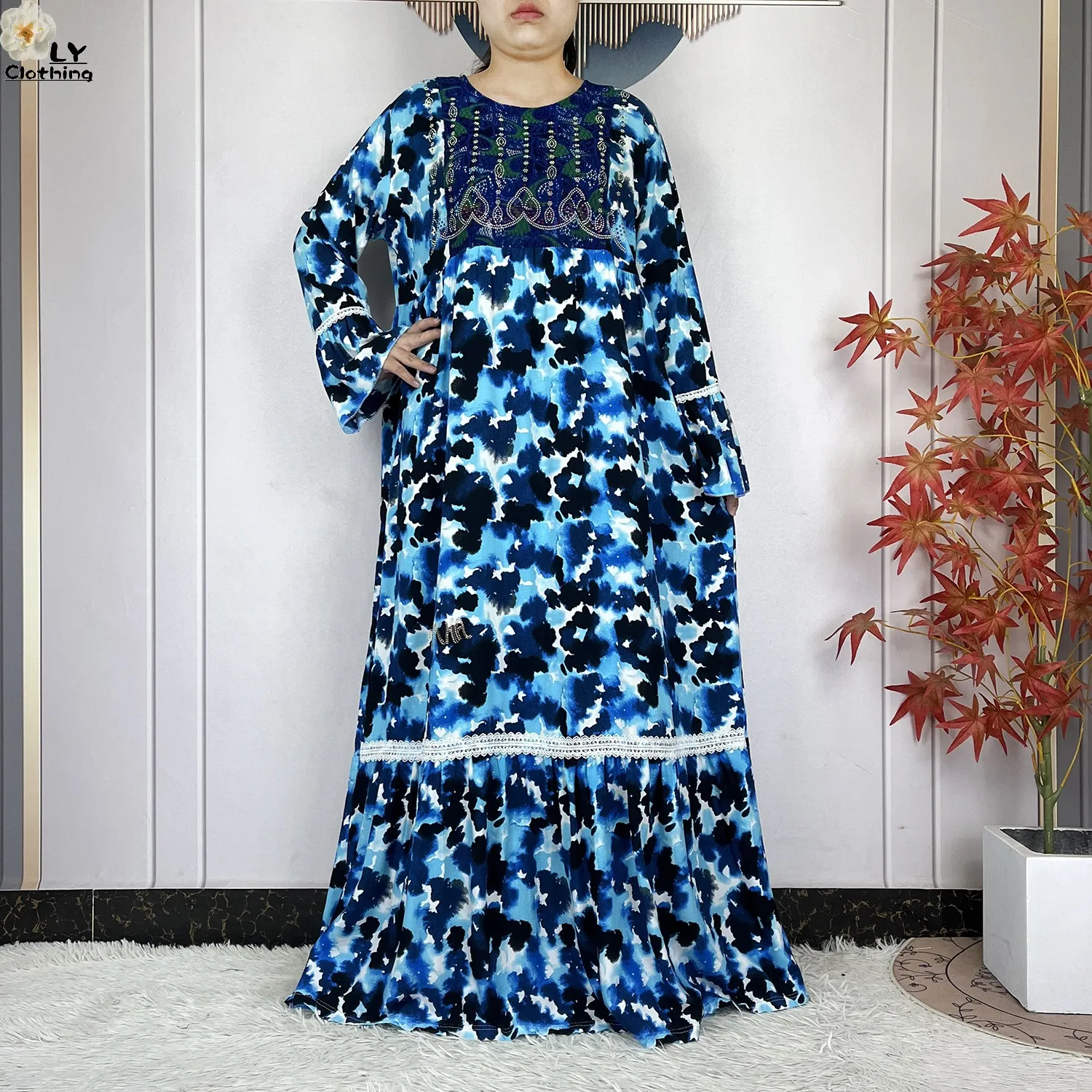 فستان نسائي جديد موضة 2026 بتصميم زهري وأكمام طويلة من القطن مع وشاح كبير، قفطان دبي، فستان فضفاض كاجوال، فساتين أفريقية فستان نسائي جديد موضة 2026 بتصميم زهري وأكمام طويلة من القطن مع وشاح كبير، قفطان دبي، فستان فضفاض كاجوال، فساتين أفريقية