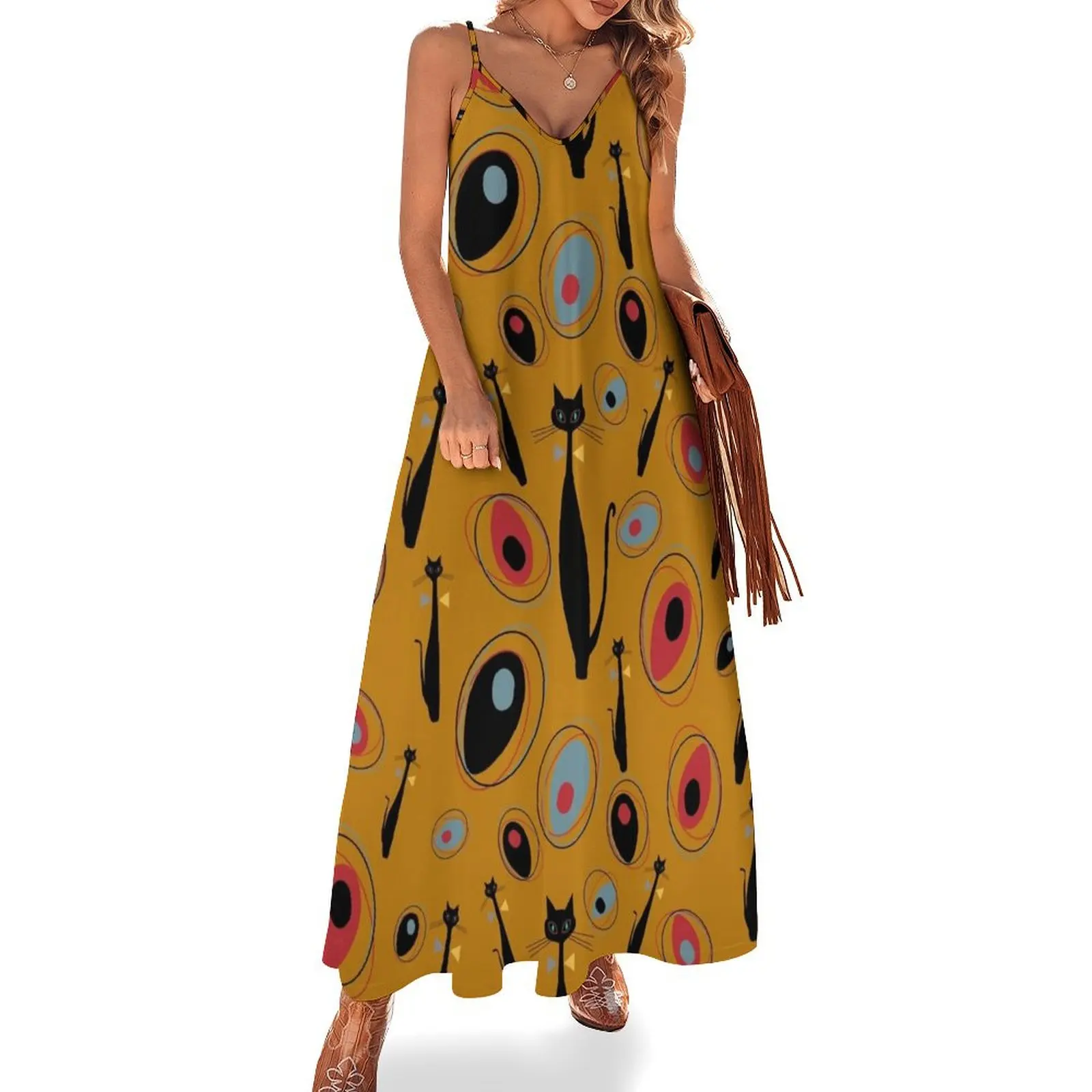 Mid-Century Modern Art Atomic Cats 1.2 Half-Drop Pattern Sleeveless Dress Women's summer skirt Women's clothing
Mid-Century Modern Art Atomic Cats 1.2 Half-Drop Pattern Sleeveless Dress Women's summer skirt Women's clothing