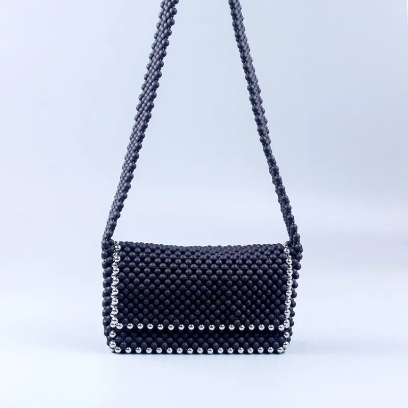 

Повседневные универсальные плетеные сумки через плечо ручной работы, новые черные матовые акриловые сращивающиеся серебряные женские сумки почтальона по индивидуальному заказу