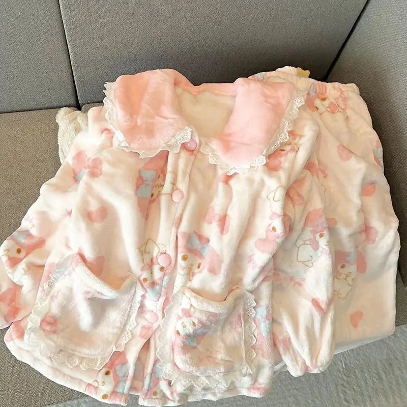 New My Melody Pajamas Woman Autumn Winter Sanrio Kawaii Hello Kittys Anime Cartoon Flannel Warm Babys Doll Collar Loungewear Set
New My Melody Pajamas Woman Autumn Winter Sanrio Kawaii Hello Kittys Anime Cartoon Flannel Warm Babys Doll Collar Loungewear Set