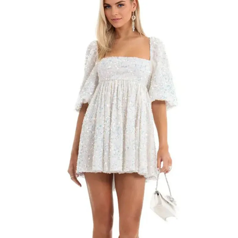Glitter Sequin Dress Prom Womens Square Collar Half Sleeve Evening Party Sexy Mini Short Dresses
Glitter Sequin Dress Prom Womens Square Collar Half Sleeve Evening Party Sexy Mini Short Dresses