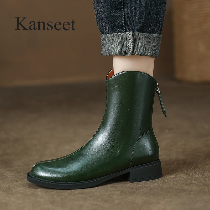 Kanseet Short Boots Women Newest 2022 Round Toe Green Genuine Leather Zipper Handmade Comfortable Low Heels Autumn Winter Shoes
Kanseet Short Boots Women Newest 2022 Round Toe Green Genuine Leather Zipper Handmade Comfortable Low Heels Autumn Winter Shoes